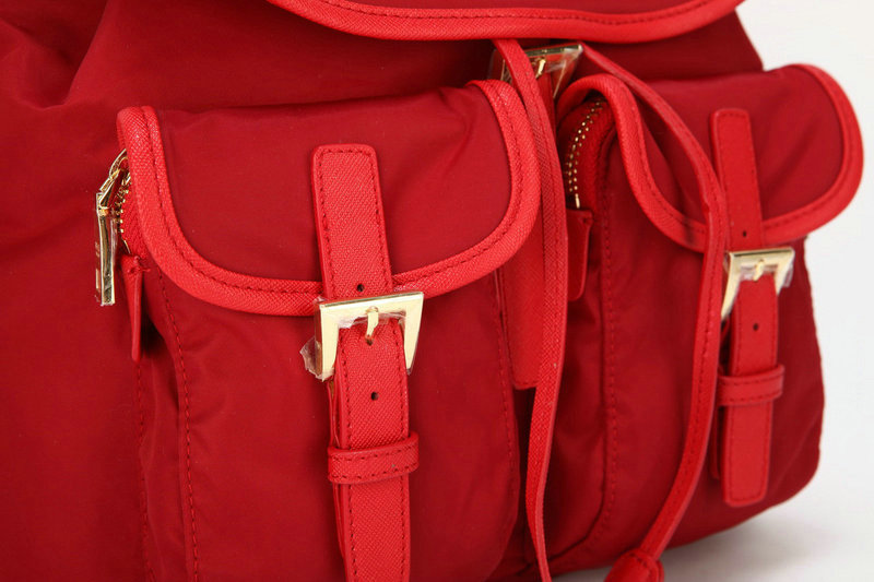 2014 Prada microfiber nylon drawstring backpack bag BZ0030 red - Click Image to Close